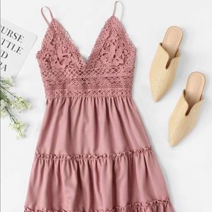 Floral crochet mini cami dress